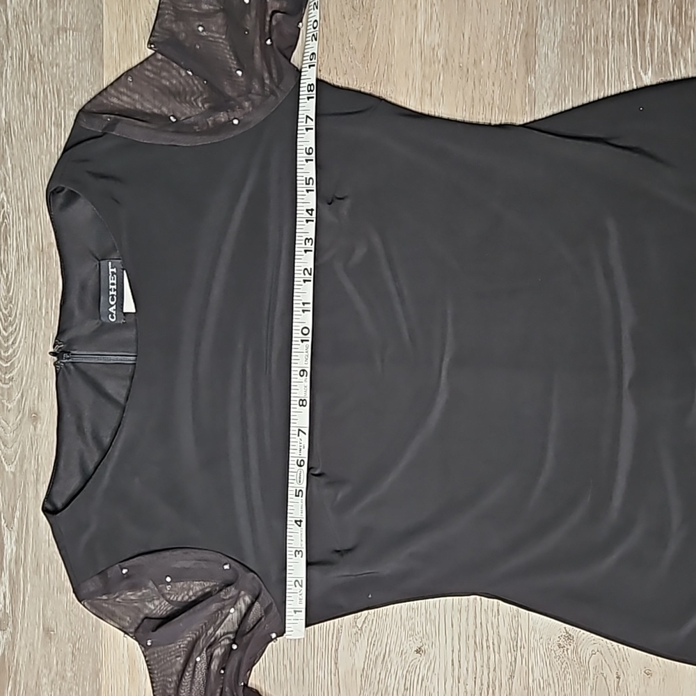 CACHET black midi dress with sheer sleeve embellishments size 8 - Picture 9 of 11